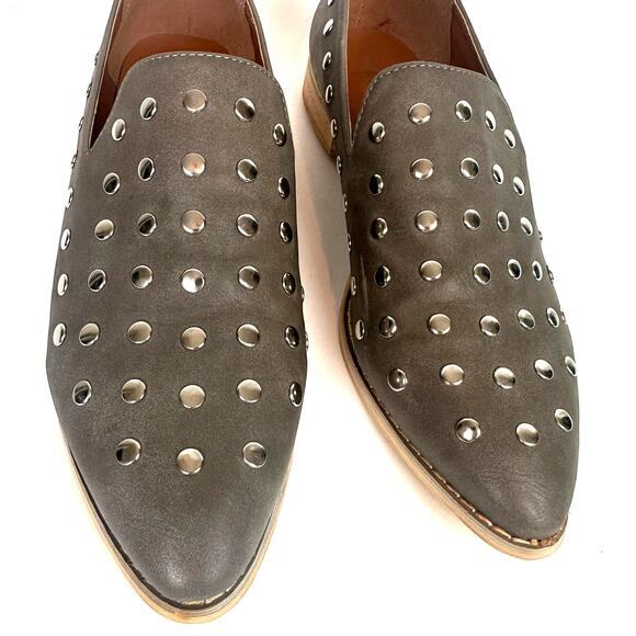 Miim Anthropologie Studded Scottie Loafers‎ US 10 Gray Punk Glam Slip On Flats - Picture 9 of 13
